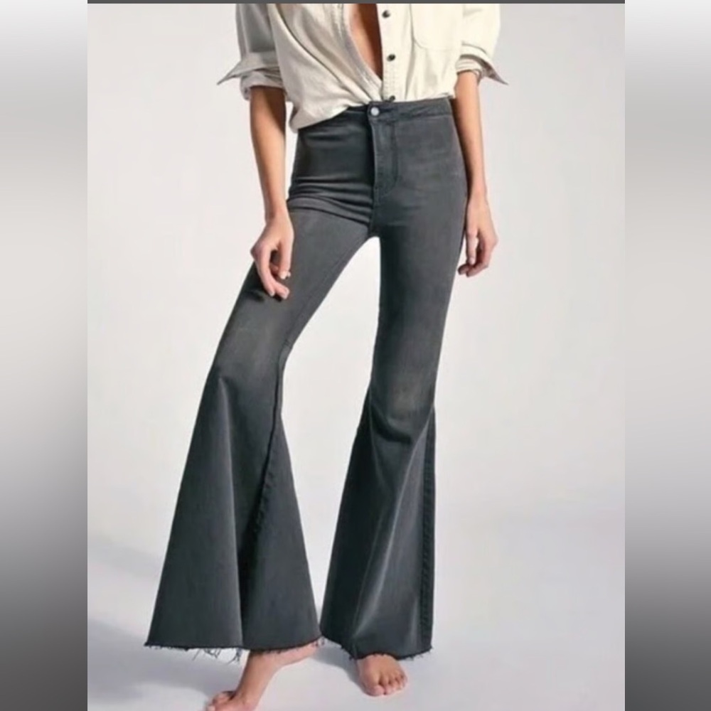 Free People Just Float On Bell Bottom High Rise Jeans 28 boho whimsigoth edgy